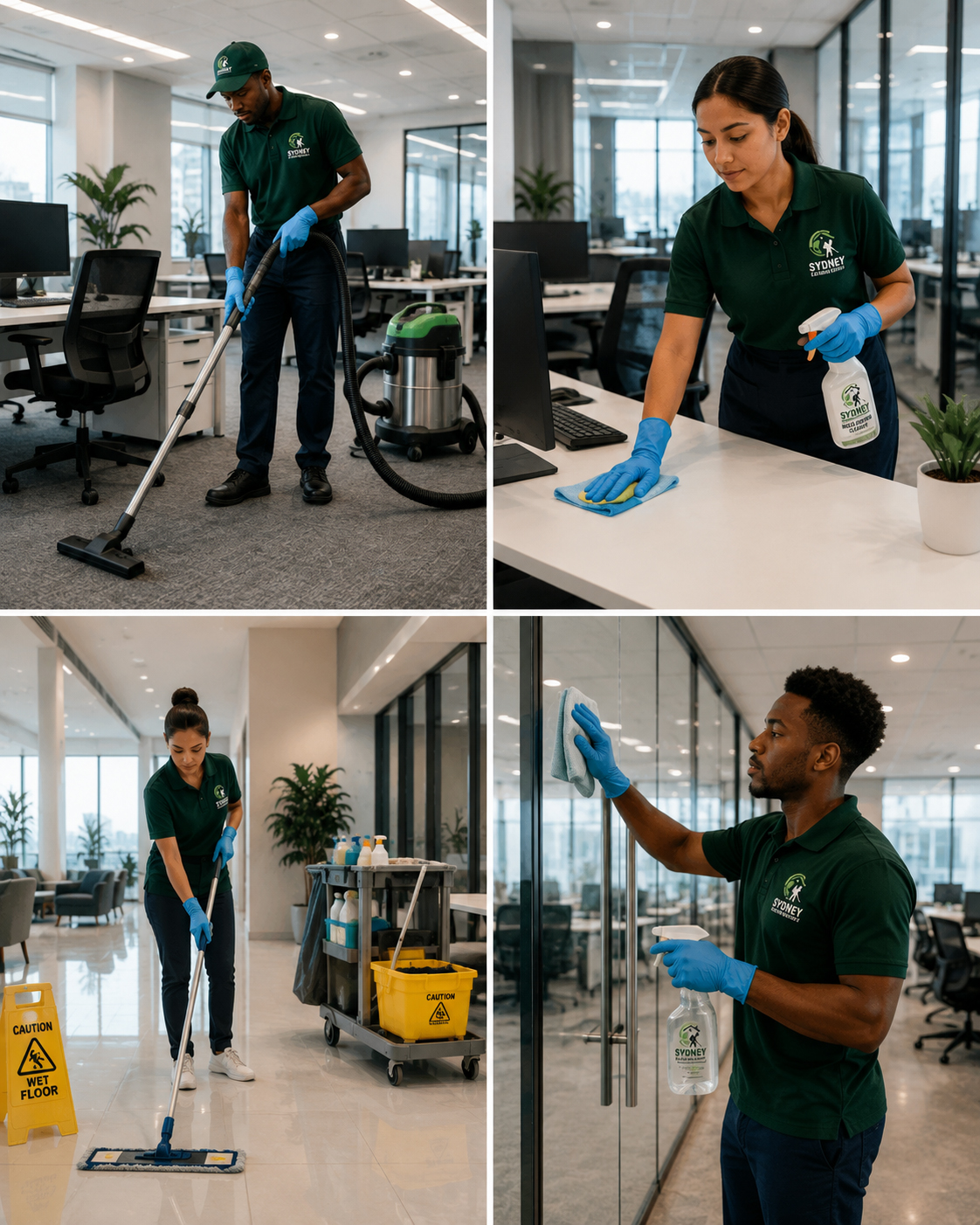 Professional cleaning in an office environment